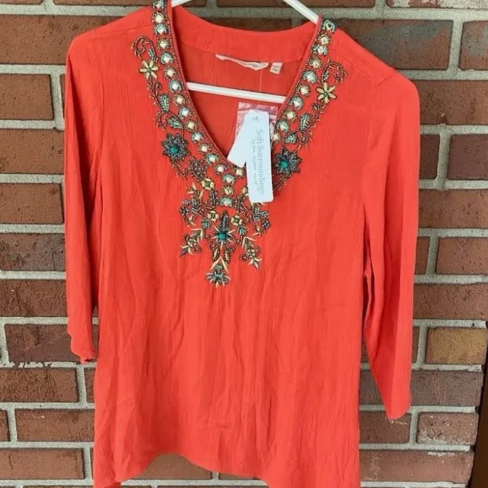 NEW soft surroundings Paulina pullover gauzy boho top - Picture 2 of 7